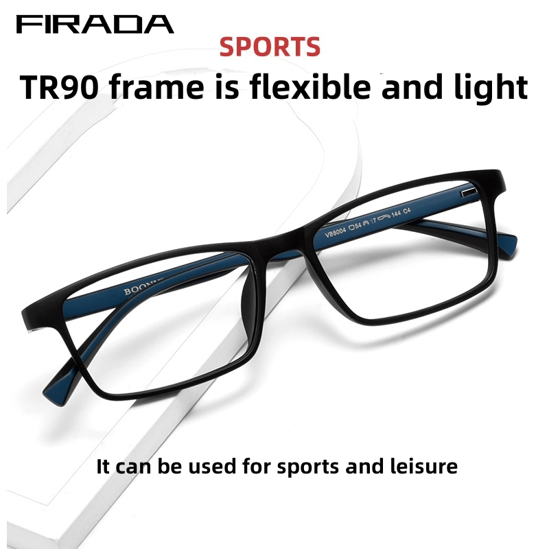 FIRADA VB8004 แว่นตากลมทรงเหลี่ยมสไตล์เรโทรสำหรับผู้ชาย ทำด้วยวัสดุ TR90 เบาและทนทาน