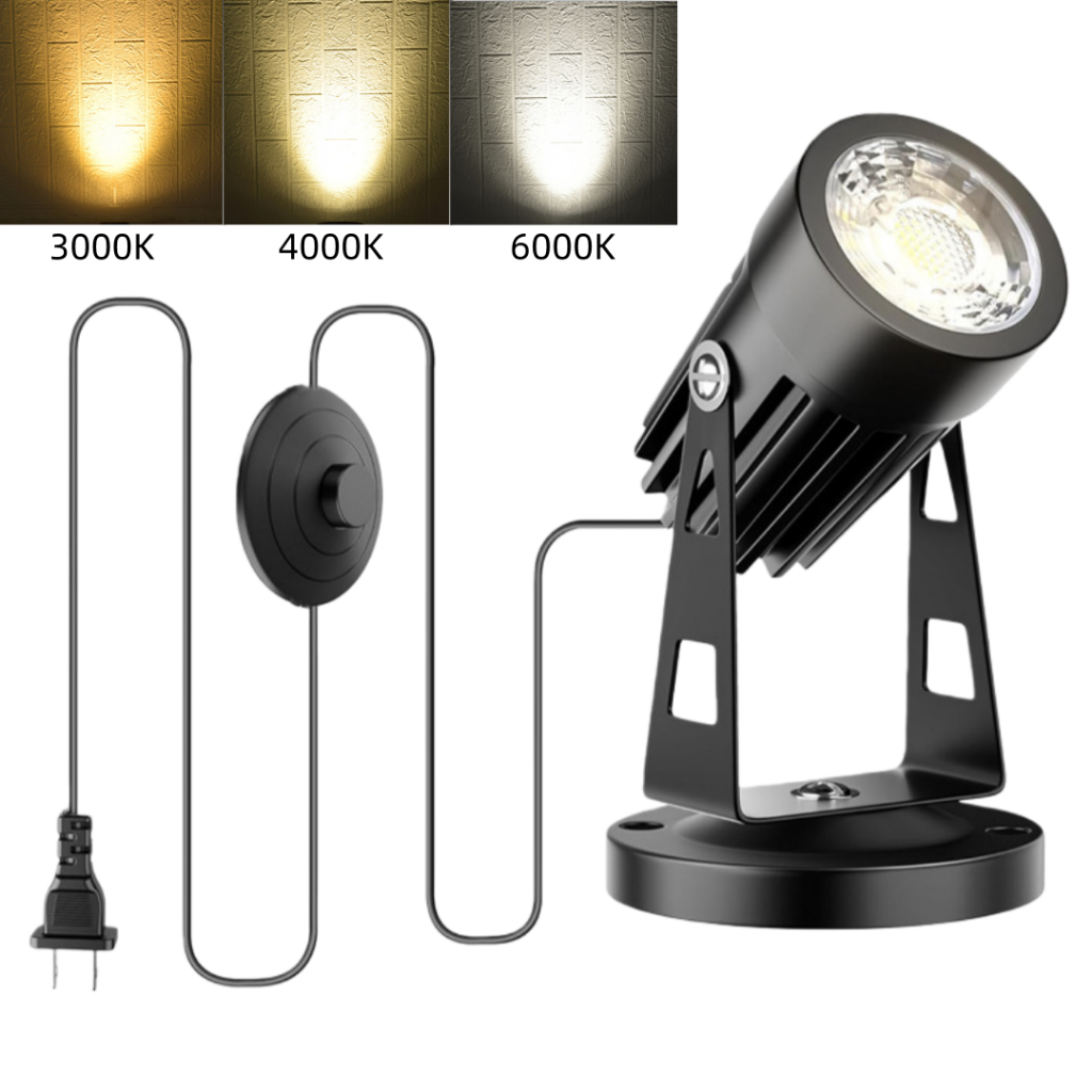 ไฟสปอตไลท์ LED 5W 3000K 6000K IF65 กันน้ํา ปรับมุมได้ พร้อมสวิตช์ควบคุมเท้า US 2 ปลั๊ก สําหรับห้องนั่งเล่น ห้องนอน