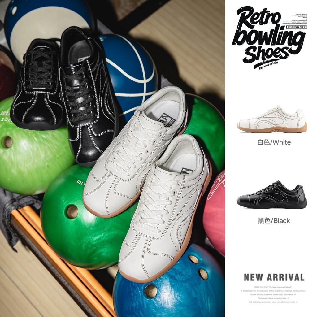 MRA bowling shoes men's flat bottomed square toe German training racing shoes commuting white shoes 