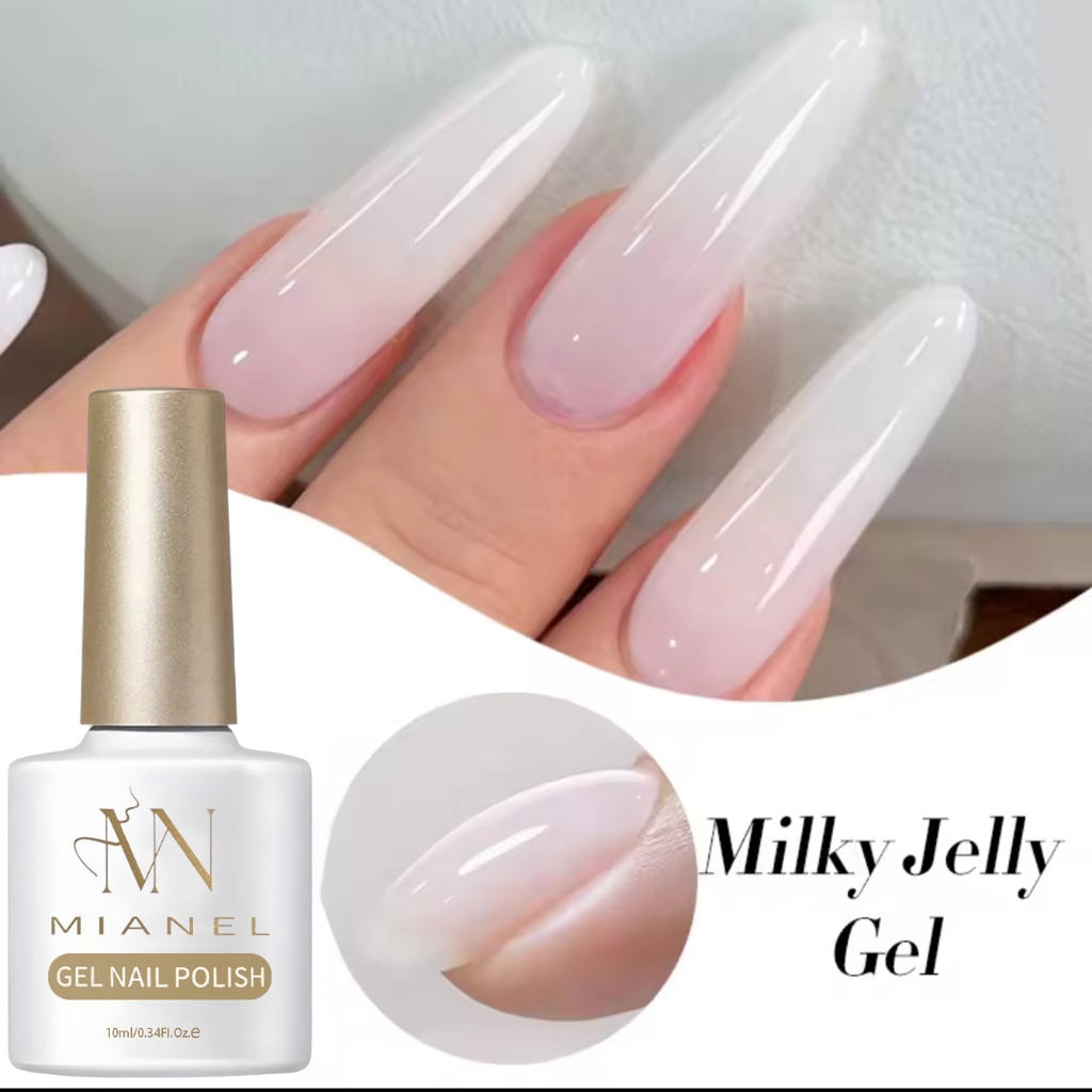 MIANEL นมสีขาวโปรตีนใสสีขาว Naked Ice Clear Jelly โปร่งใสยาทาเล็บกาว 2026 เจลติดทนนาน Professional สําหรับ Salon & Home เล็บ