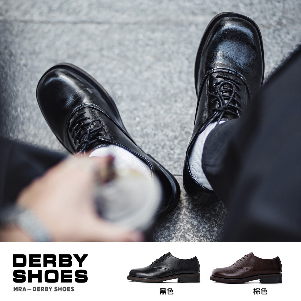 MRA ยี่ห้อ square toe derby รองเท้าผู้ชายรองเท้าหนังสไตล์ฤดูใบไม้ร่วงสวมใส่อย่างเป็นทางการธุรกิจหนา sole เพิ่มความสูง Oxford รองเท้า