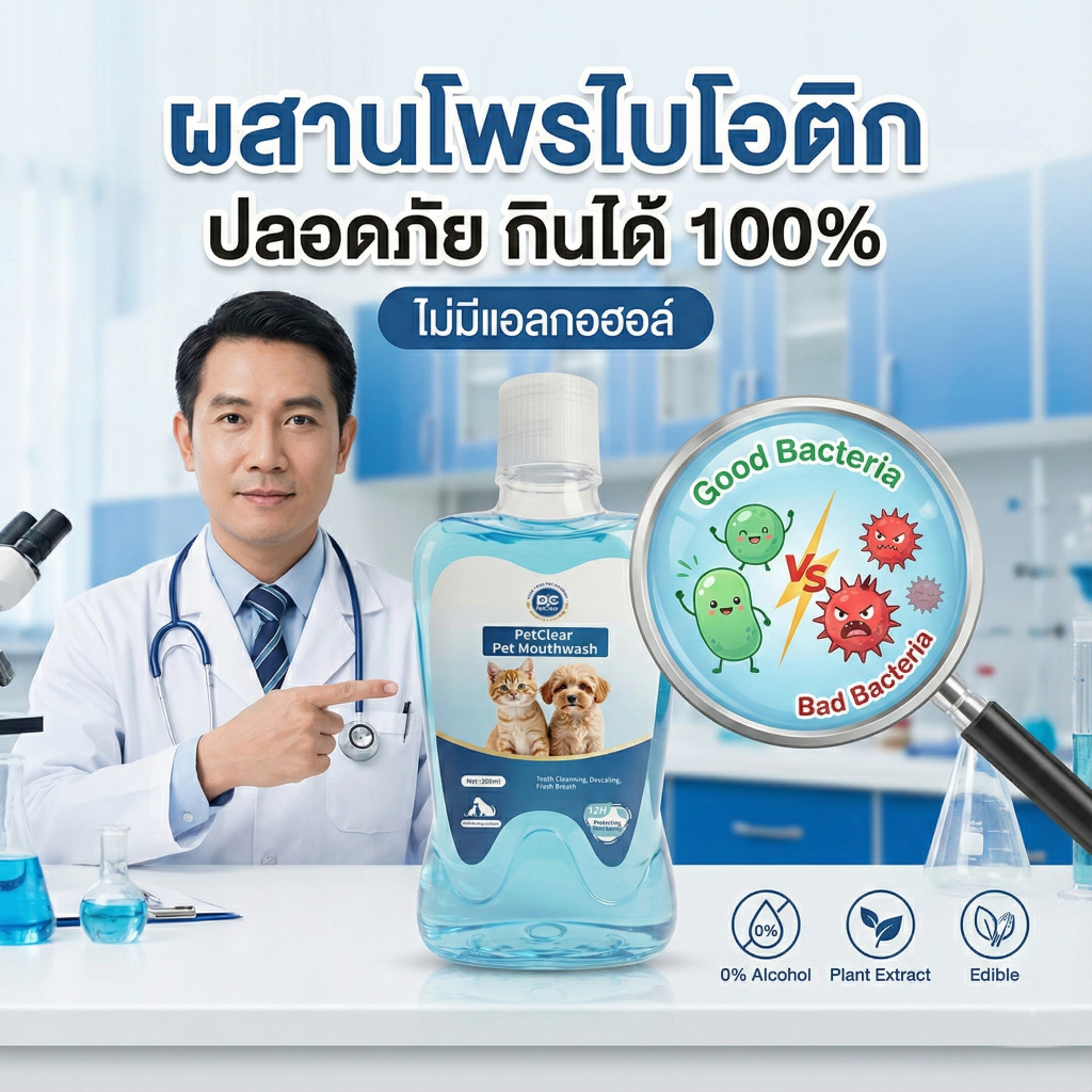 【ซื้อ 2 แถม 1】น้ำยาบ้วนปาก PETCLEAR สำหรับสุนัขและแมว 380 มล. ทำความสะอาดฟันและขจัดกลิ่นปาก กลิ่นหอมยาวนาน