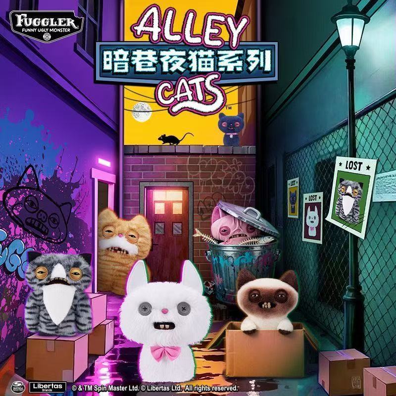 FUGGLER ของแท้ Dark Alley Night Cat Series ตุ๊กตาตุ๊กตาลูกแมว Furry ตุ๊กตาส่งแฟนของขวัญวันเกิด