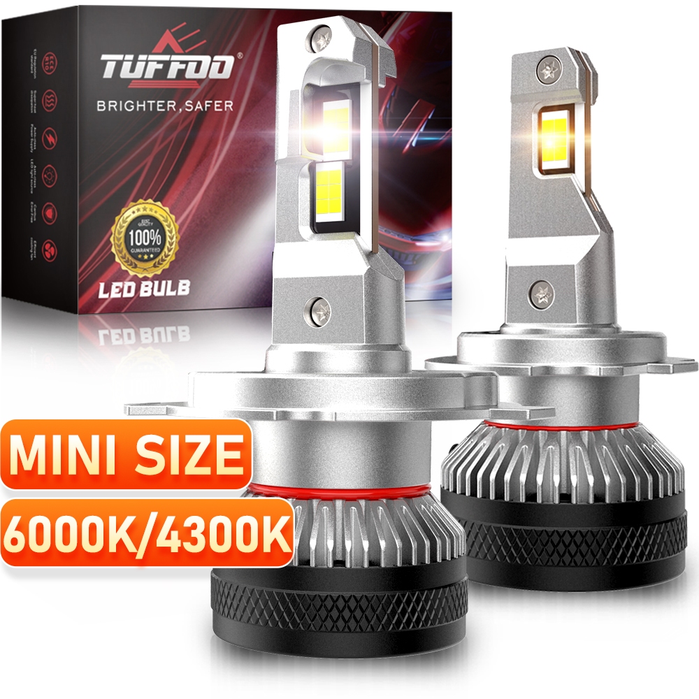 Tuffoo 1 คู่ M5【1:1 ขนาด】LED ไฟหน้าหลอดไฟ / ไฟสูง / ไฟต่ำ / ไฟตัดหมอก 100W 20000LM H4/H7/H11/HB3/9005/H1/HB4/9006/HIR2/9012 - 6000K แสงขาว / 4300K แสงอุ่น