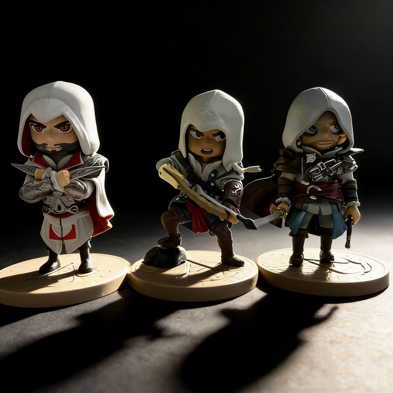 1 ชิ้น 10 เซนติเมตร Assassins Creed เกมรูป Edward James Kenway Connor Ezio Auditore รุ่น Q PVC ตัวเล