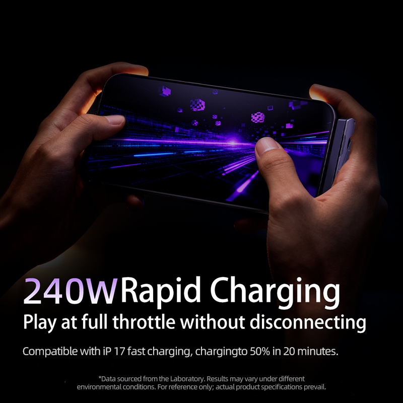 BlueWow 240W ขาตั้งโทรศัพท์มือถือแบบพับได้ สายเคเบิลข้อมูลแบบชาร์จเร็วพร้อมขั้วต่อมุมสําหรับ Type-c/Android - รูปที่ 4