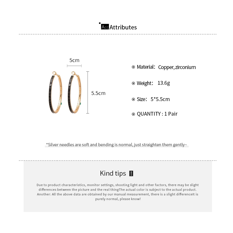 ต่างหูสองชั้นลายพิมพ์แบบห่วง สไตล์หรูหรา มีให้เลือกทั้งสีดำและสีทอง เสริมความสวยงามได้อย่างลงตัว - รูปที่ 7