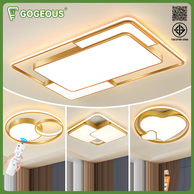 GOGEOUS โคมไฟเพดาน LED 3สีทันสมัย ไฟเพดาน รูปแบบการออกแบบ โคมไฟติดเพดาน ปรับแสงได้ พระคุณ  ไฟห้องนอน