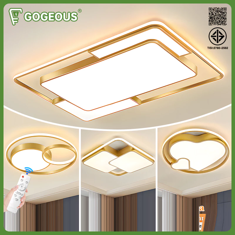 GOGEOUS โคมไฟเพดาน LED 3สีทันสมัย ไฟเพดาน รูปแบบการออกแบบ โคมไฟติดเพดาน ปรับแสงได้ พระคุณ ไฟห้องนอน