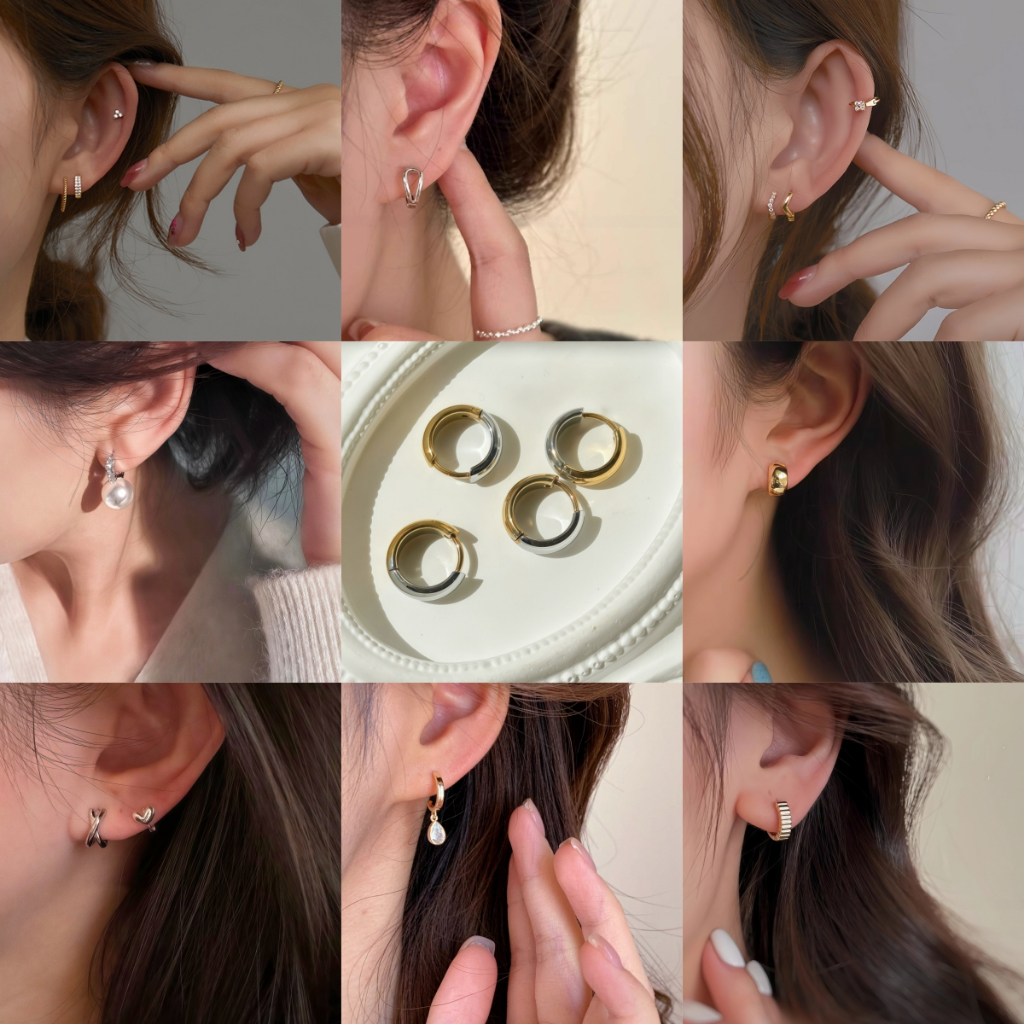 Love2Self EK1 Hypoallergenic Gold Plated Mini Hoop ต่างหู Cubic Zirconia กระดูกอ่อนคอลเลกชัน Helix ต่างหู