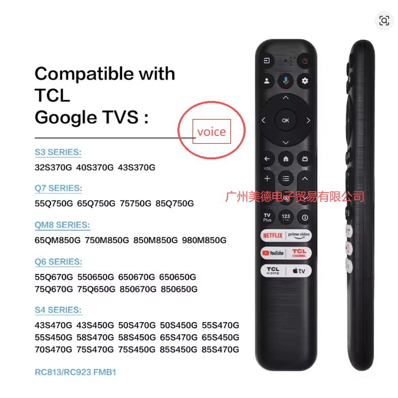 ใหม่ RC813 FMB1 เสียงรีโมทคอนโทรลเหมาะสําหรับ TCL Q550G Q650G Q670G Q750G S370G LED UHD QLED สมาร์ทท