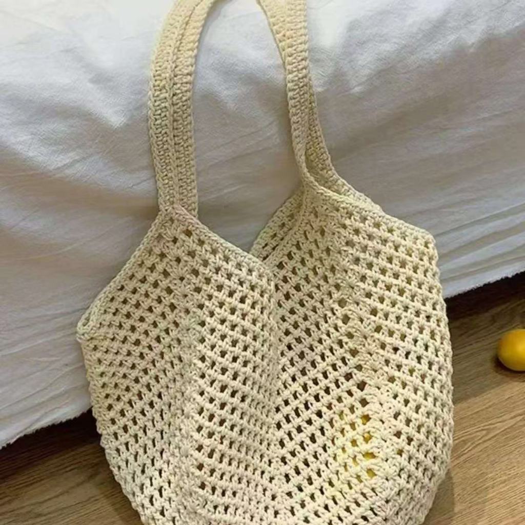 กระเป๋าสะพายถักมือสไตล์บีช สำหรับวันหยุด ขนาดใหญ่เก็บของได้เยอะ ราคา ถูกที่สุด ดีลบีเคเค แกลเลอรีภาพที่ 7