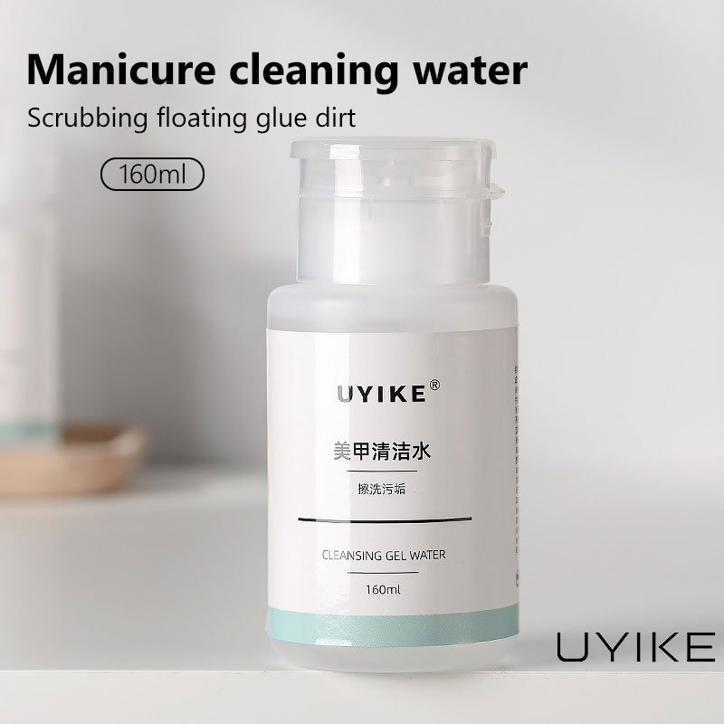UYIKE ทําความสะอาดน้ํา & น้ํายาล้างเล็บ กาวขัด ทําความสะอาดผิวเล็บ น้ํายาล้างเล็บ ขวดกดน้ําแห้งเร็ว
