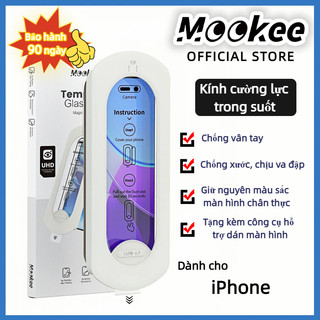 Mookee Kính cường lực trong suốt cho iPhone 17 Promax 16 / 15 / 14 / 13 / 12 / 11 Pro / Plus / Xs / Xr Chống trầy xước bảo hành 90 ngày