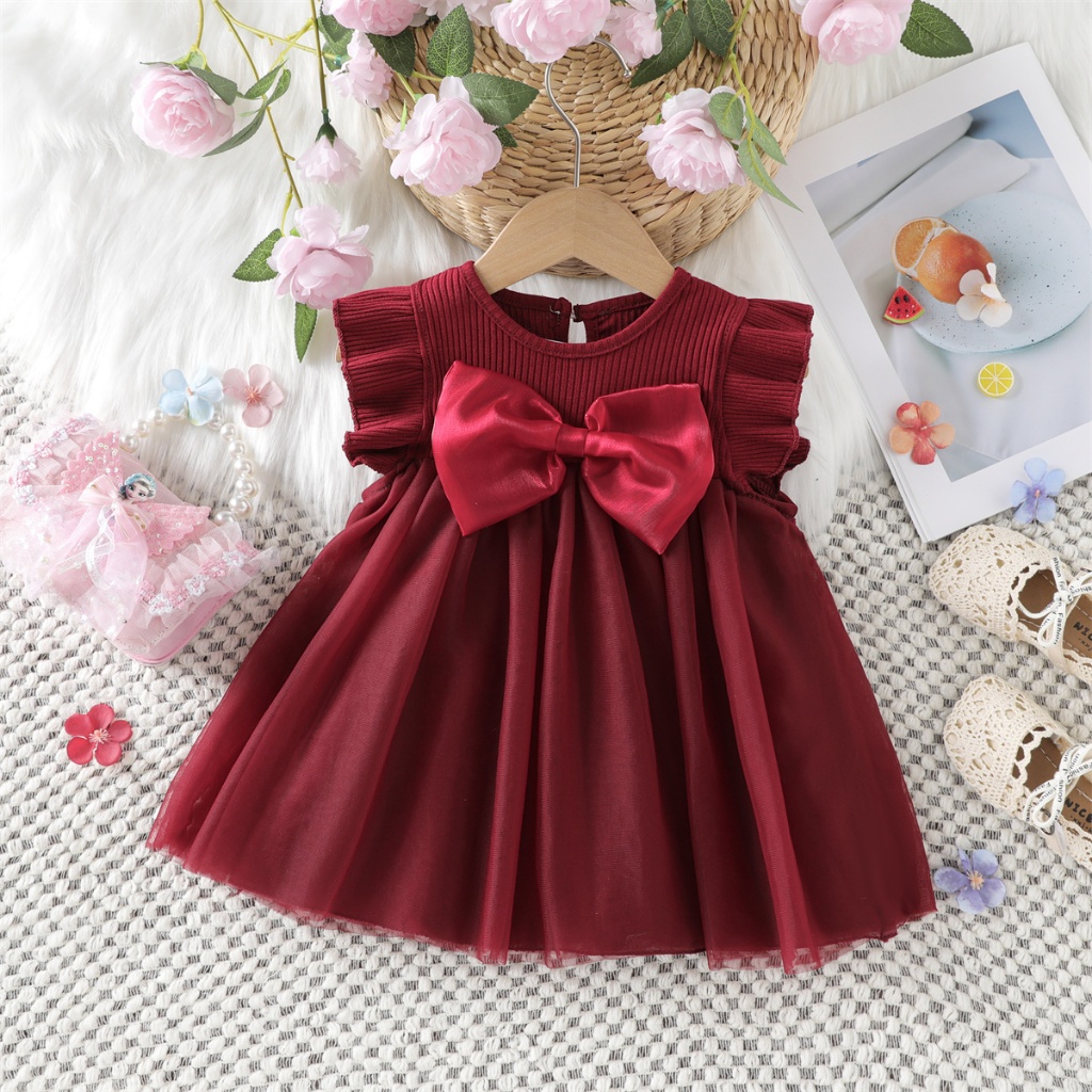 ชุดเด็กสไตล์เจ้าหญิงลายผีเสื้อกลีบตาข่าย สไตล์หรูหรา เหมาะสำหรับวัย toddler (อายุ 0-4 ปี)