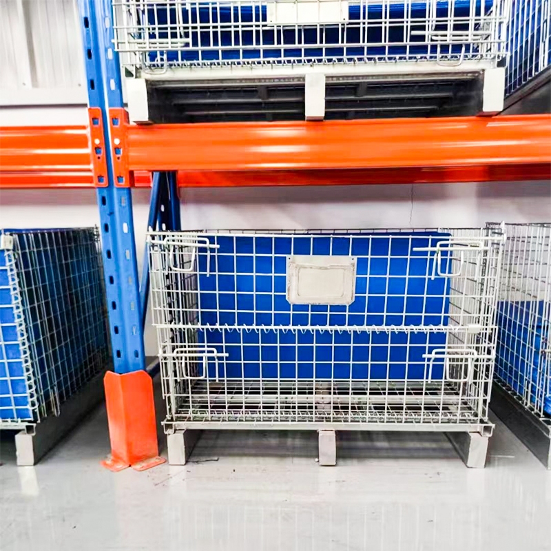 (มีล้อ) ตะแกรงเหล็กพับได้  1000KG สามารถวางซ้อนได้ แข็งแรงทนทาน  100*120*89cm - รูปที่ 3