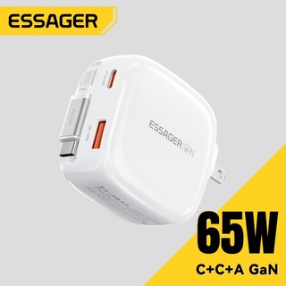 ESSAGER 65W GaN Travel Charge C + C + A สามพอร์ต Telescopic Cable Multi อุปกรณ์ Fast Charging เหมาะสําหรับโน้ตบุ๊คและโทรศัพท์มือถือ