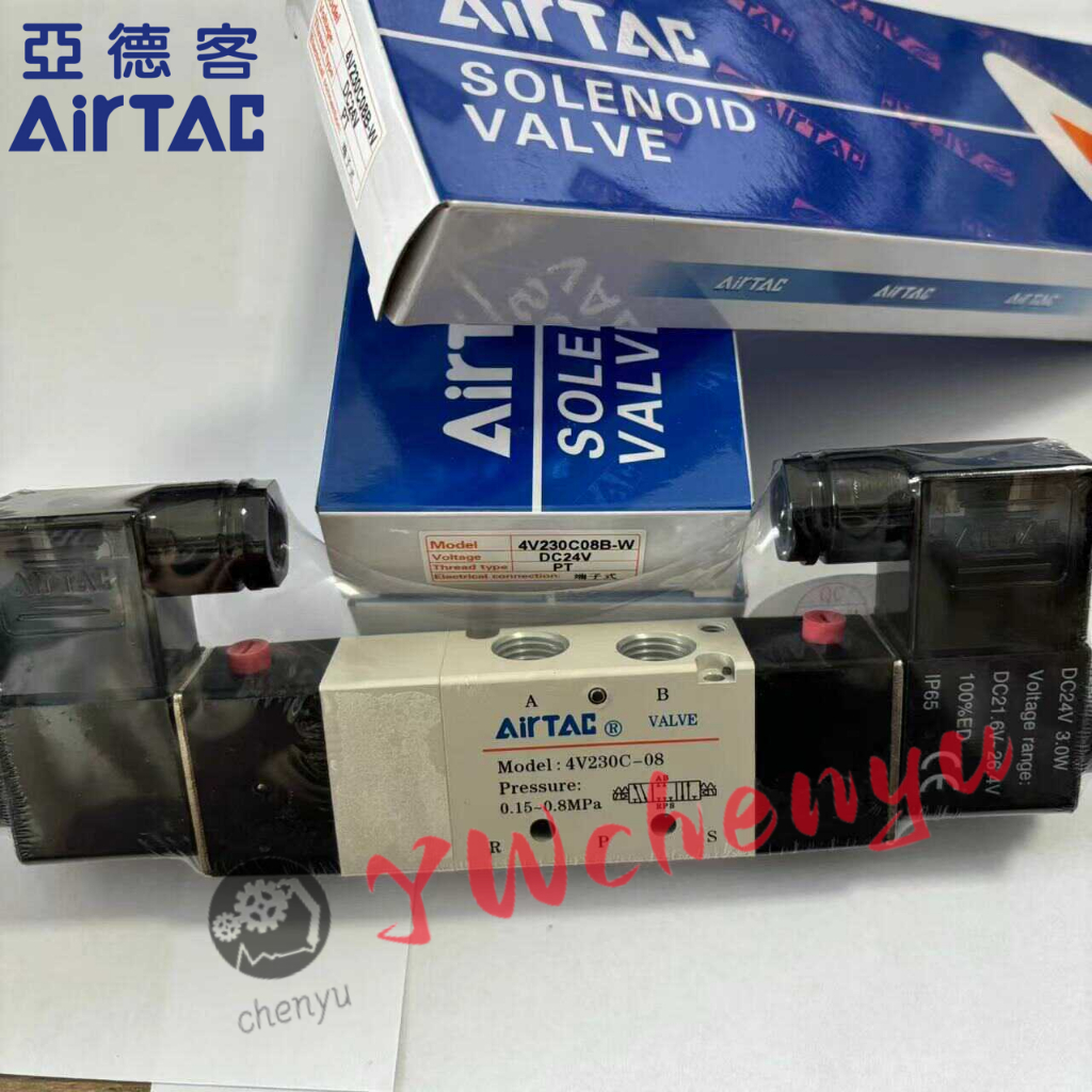 AIRTAC วาล์วโซลินอยด์ 3 ตำแหน่ง 5 ทาง 4V230C-08 4V230E-08 4V330C-10 4V330E-10 4V130C 4V130E 4V430E ย