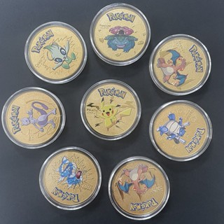 Pokemon Anime Gold Plated เกมเหรียญที่ระลึก Pikachu Charizar…