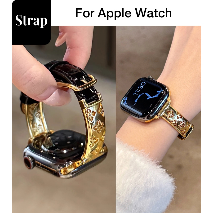 สุภาพสตรีโลหะเกรดสูงและหนังแท้ผ้าDeedสไตล์บางเหมาะสําหรับApple Watch S11 SE3 Ultra3 S10 S9 S8 SE S7 