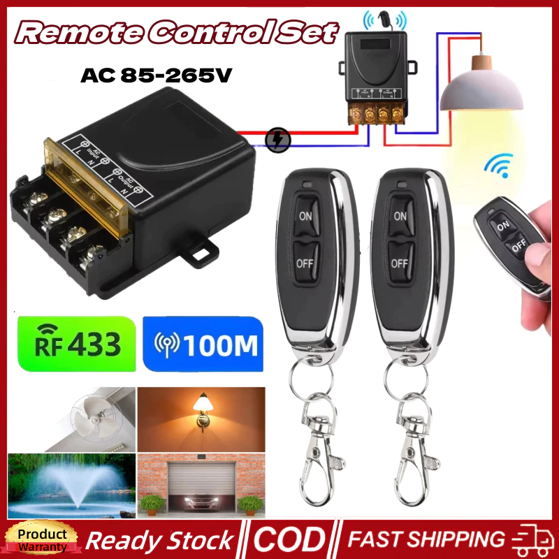 🚀ส่งจากไทย🚀 433Mhz รีโมทคอนโทรลไร้สายสวิทช์ AC 75-220V 30A RF รีเลย์สําหรับ Autogate ประตูปั๊มน้ํามอเตอร์ LED ไฟฟ้าเครื่องใช้ไฟฟ้า 2 ช่อง Cloning Duplicator