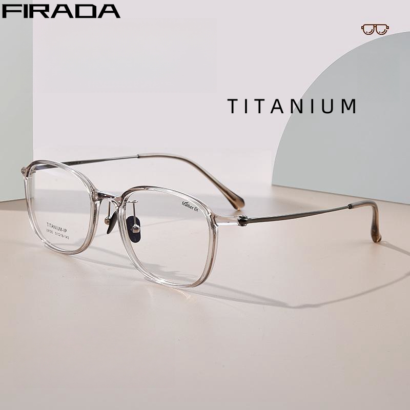 FIRADA แว่นตากลางคุณภาพVintage Pure Titanium แบบโปร่งใสสำหรับผู้หญิง L9105Y