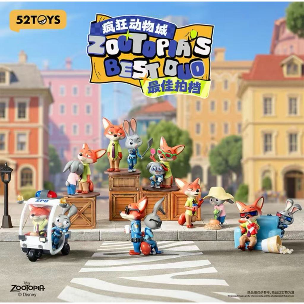 52TOYS Disney Zootopia Partner Blind Box Handcrafted ตุ๊กตาสะสม Nick และ Judy Hug Pose