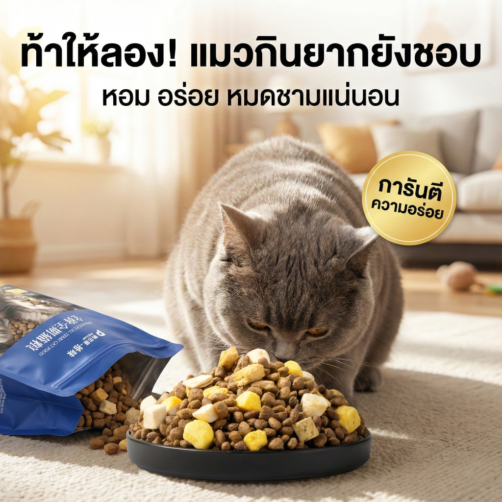 อาหารแมว 10 มิกซ์ ผสมฟรีซไดรย์ 10 ชนิด ไม่เค็ม โปรตีนสูง กินแล้วตัวแน่น ขนสวย (มีพร้อมส่ง)