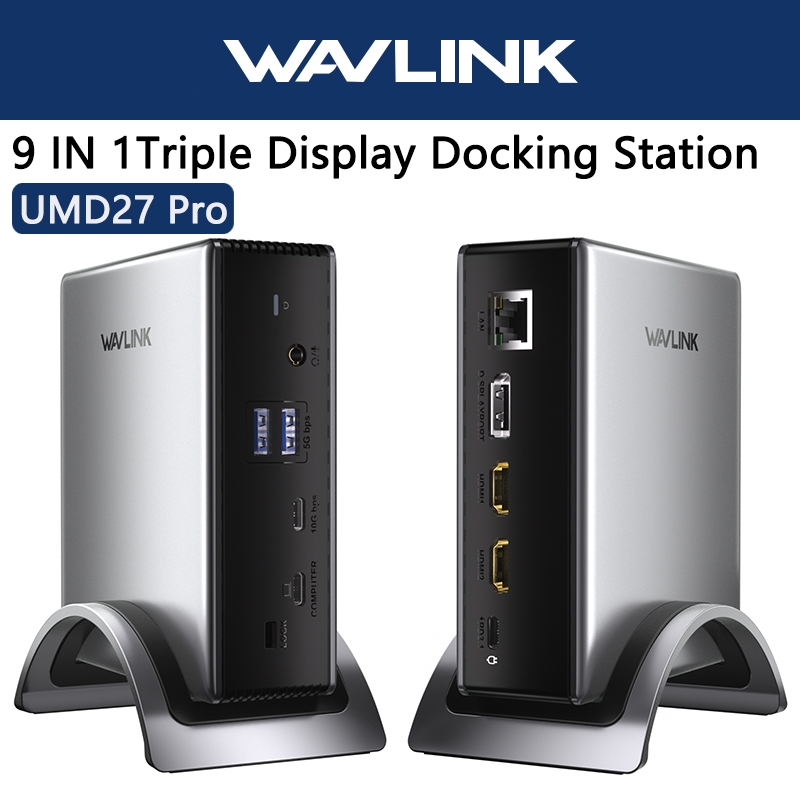 WAVLINK USB C Docking Station 8K HDMI*2 + 8K Displayport, RJ45, 10G USB-C, 2 USB-A 3.0,3.5 มม./ไมโครโฟน,สําหรับ M1/M2/M3&Win