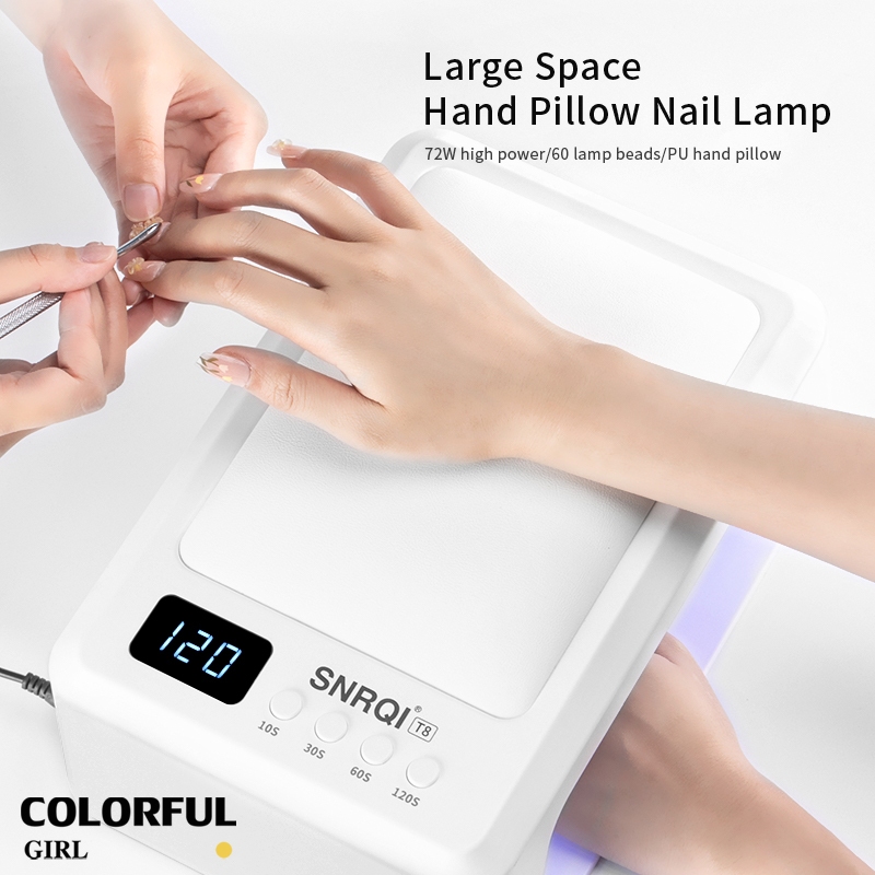 พร้อมส่งในไทย มีเบาะรองมือ ไม่ทำให้มือดำ แห้งเร็ว SNRQI/T8เครื่องอบเล็บ  ที่อบเล็บเจล  72W พื้นที่กว้าง อบได้สองมือ | ดีไซน์ที่รองมือ PU·อบแห้งเร็ว สม่ำเสมอ · หลอดไฟ 60 ดวง · ระบบเซนเซอร์อัจฉริยะ