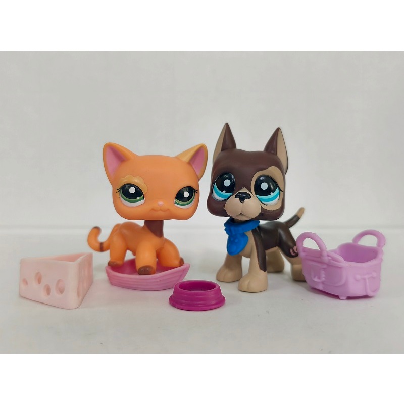 2 ชิ้น/ล็อต LPS รูปแมวสุนัข #1643#817 W/Accessories ของเล่น Littlest Pet Shop