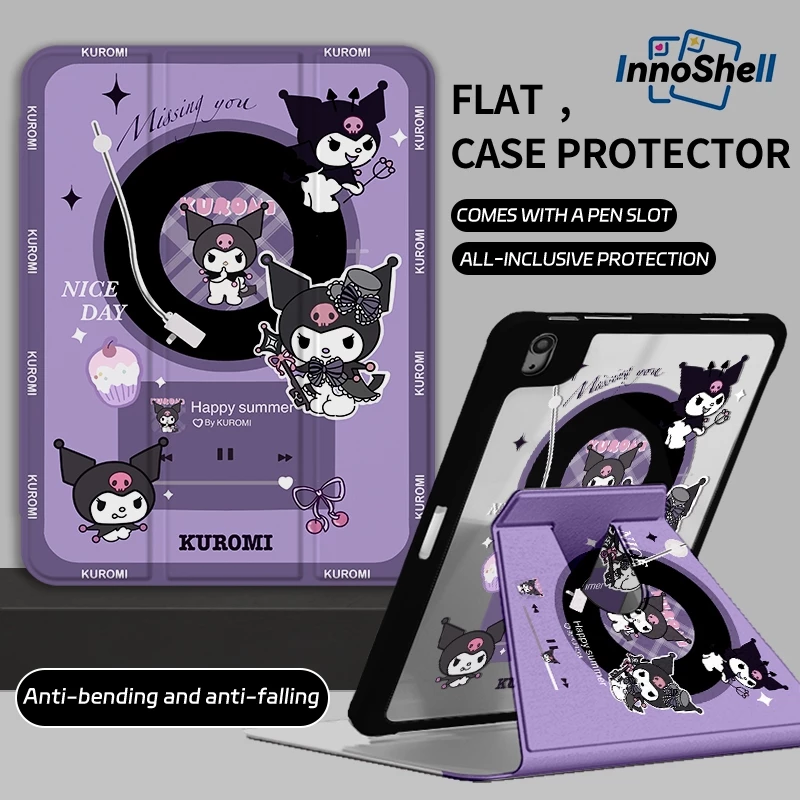 ⚡จัดส่งทันที⚡เคสไอแพดมีโบว์ การหมุน 360 Kuromi Pro13 Gen11 Air7/6 11 Air5/4การ์ตูน เคสipad Gen6/5