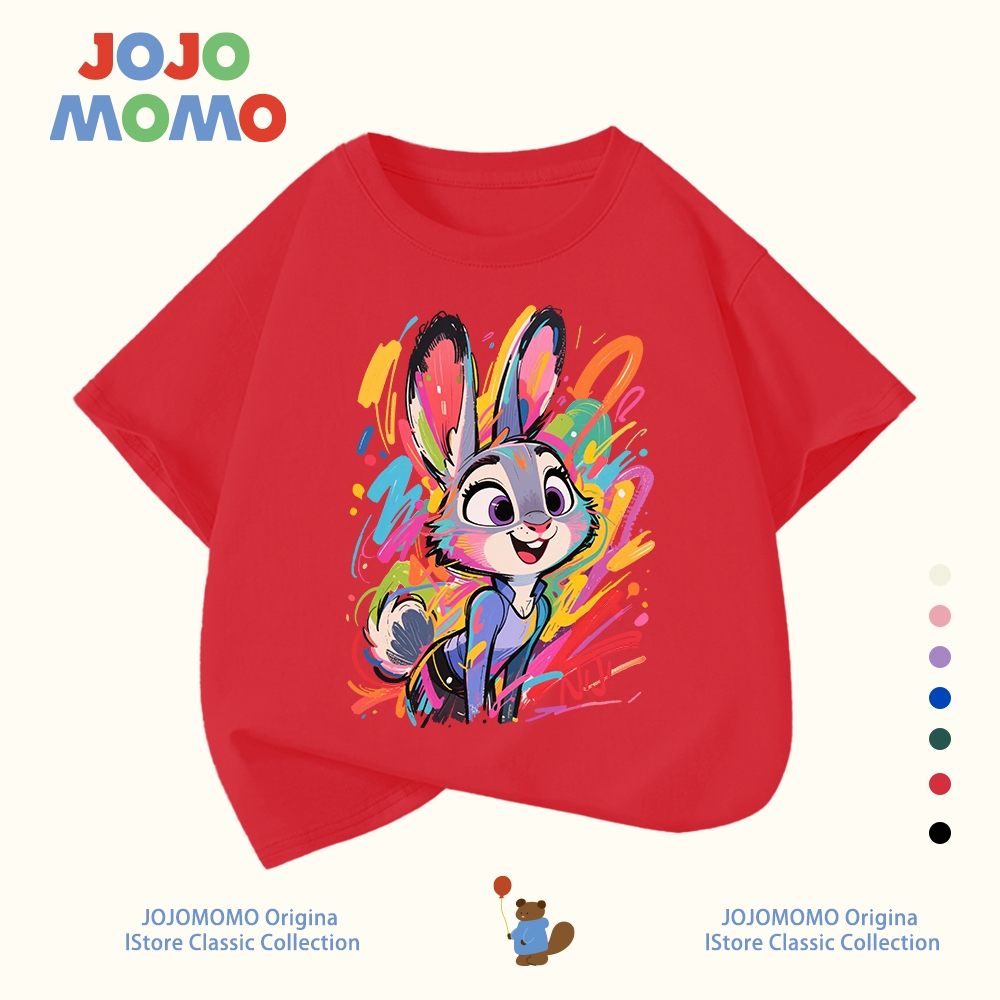 【จัดส่งภายใน 24 ชม】เสื้อยืดเด็ก แขนสั้น สีแดง สีขาว ลาย Nick & Judy ผ้าฝ้ายแท้ ใส่สบาย ของขวัญวันเด็ก เหมาะสำหรับเด็กอายุ 1-13 ปี - รูปที่ 4
