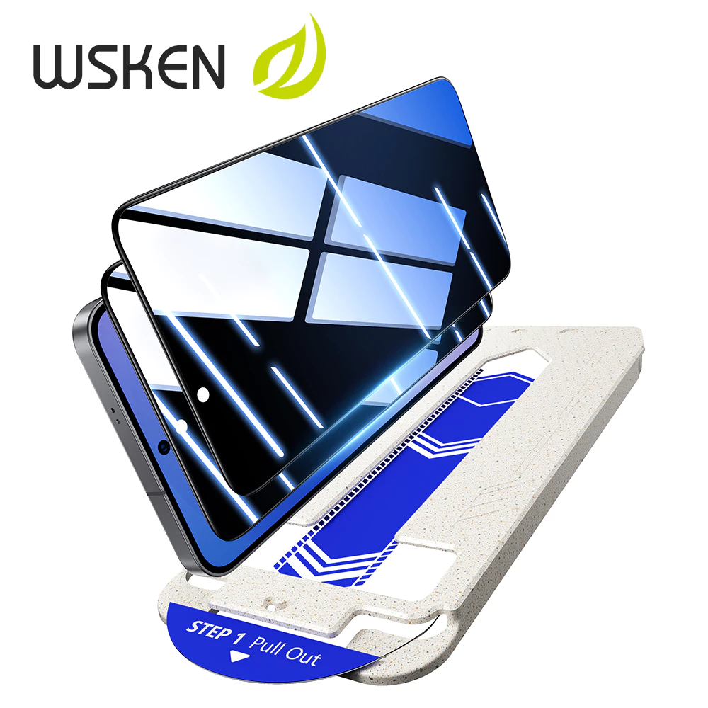 WSKEN Samsung S25FE ฟิล์มกระจก ความเป็นส่วนตัว ปลดล็อกด้วยลายนิ้วมือ อัลตร้า HD for S24FE ฟิล์มกระจกนิรภัย กันรอย แบบเต็มจอ การป้องกันการตก 2Pack