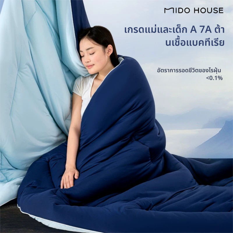 MIDO HOUSE ผ้าห่ม Tencel™ LFH สองด้านรุ่นอัพเกรด ผ้าห่มปรับอากาศ ผ้าห่มนอน Tencel ผ้าห่มดูแลผิวพรรณ ผ้าปูที่นอนที่เป็นมิตรกับสิ่งแวดล้อม ซักเครื่องได้ เหมาะสำหรับผิวแพ้ง่าย ไส้ 920 กรัม ผ้าห่มคู่ขนาดคิงไซส์สำหรับนอนเปลือยกาย ขนาด 6/6.5 ฟุต ผ้า นวม