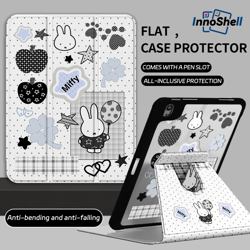 อินโนเชล 360°เคส iPad หมุนได้สําหรับ 2025 11th Gen/2024 Pro11 Air6/5/4 10.9"/10.5" 2022 10th Gen7/8/9 10.2" Mini6/7 การออกแบบน่ารักกันกระแทกพร้อมช่องดินสอ