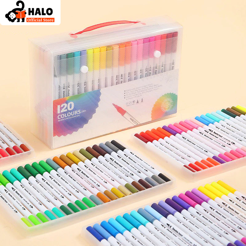 ปากกาสีน้ำสองหัว 24/36/48/60/80/100/120สี ปากกาเมจิก ปากกาสี มาร์กเกอร์ ชุดสีน้ำ สองหัว ล้างทําความสะอาดได้