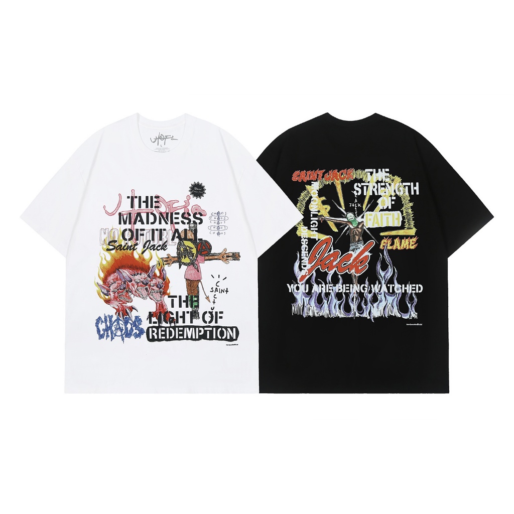 เสื้อยืดคุณภาพสูงสำหรับคนไซส์ใหญ่ คอปอม พร้อมแขนสั้นและลายพิมพ์จากความร่วมมือ Utopia