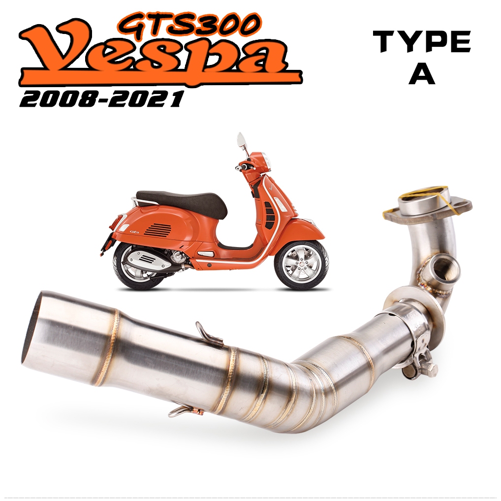เหมาะสําหรับเวสป้า GTS300 GTS-300รถจักรยานยนต์ประสิทธิภาพสูงสแตนเลสระบบด้านหน้าและด้านกลางท่อไอเสียล