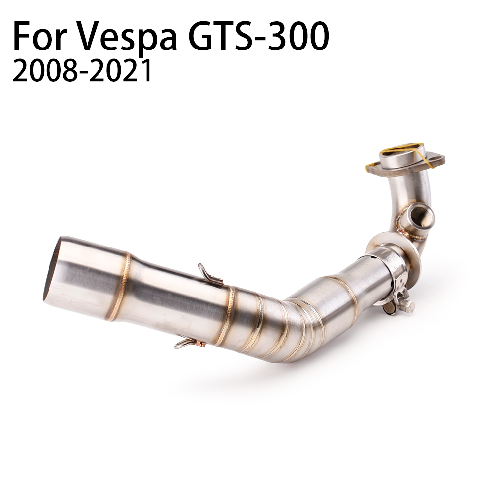 เหมาะสําหรับเวสป้า GTS300 GTS-300รถจักรยานยนต์ประสิทธิภาพสูงสแตนเลสระบบด้านหน้าและด้านกลางท่อไอเสียล