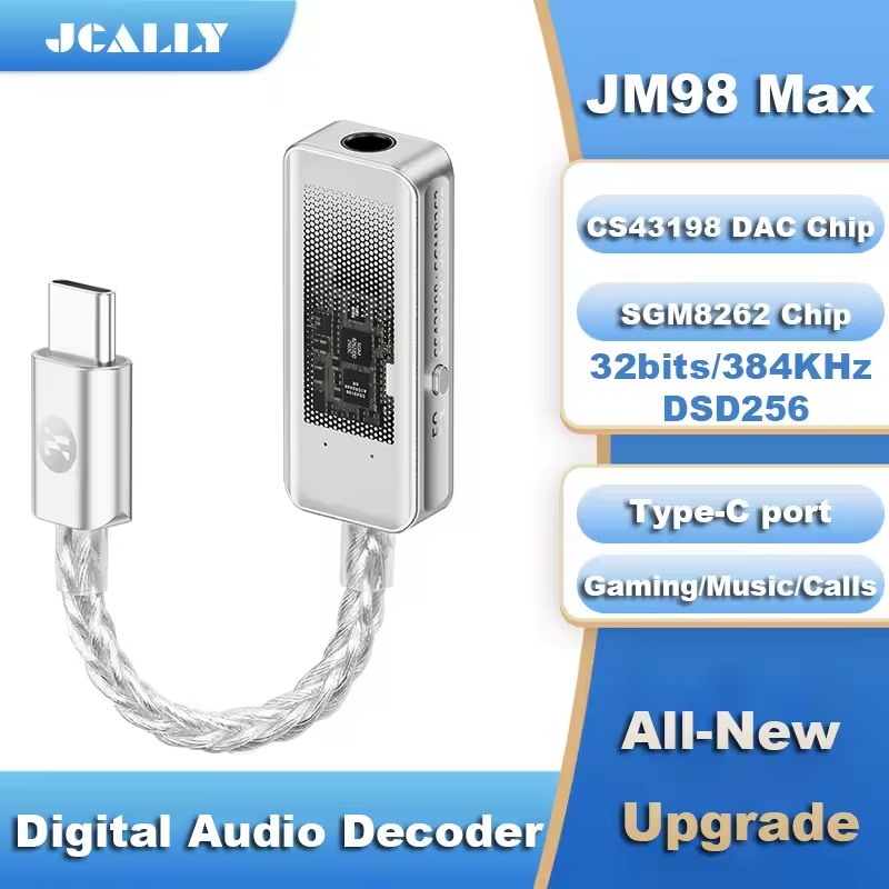 JCALLY JM98 Max เครื่องขยายเสียงหูฟัง USB-C ถึง 3.5 มม.Dual-Chip ถอดรหัส CS43198 หูฟังอะแดปเตอร์สําห
