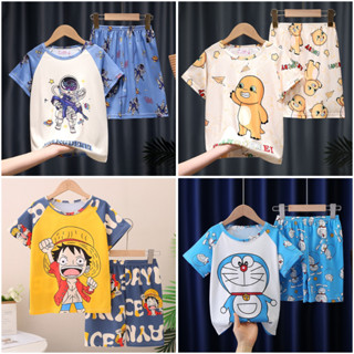 เด็กเด็กแขนสั้นชุดนอนสาวการ์ตูนแขนสั้นคอกลม pijamas เด็กโพลี…
