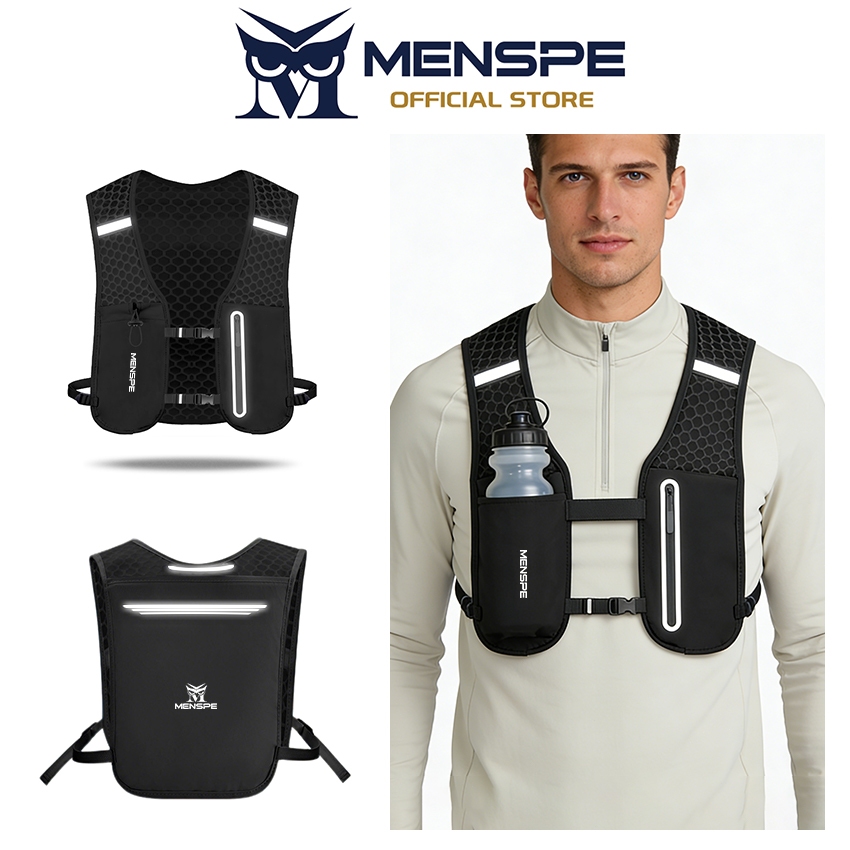 MENSPE กีฬากลางแจ้งเสื้อกั๊กกระเป๋า Anti Splash จักรยานขี่กระเป๋า 500ML กระเป๋าน้ําสามารถถือโทรศัพท์  7 นิ้ว