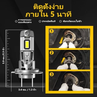 AUXITO 2PC ไฟหน้า M5S LED H7 22000LM 120W หลอดไฟหน้า LED Canbus Error Plug&Play 6500K