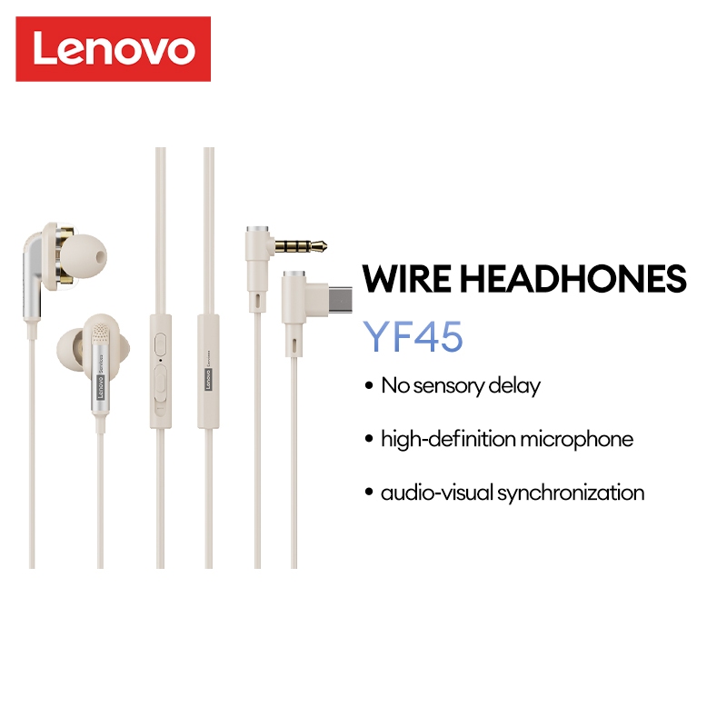 Lenovo YF44 Sleep หูฟังแบบมีสายคุณภาพเสียง Lossless สบายในหูลดเสียงรบกวนคู่