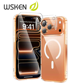 WSKEN For iPhone 17ProMax 16ProMax โปร่งใส แม่เหล็ก Case Set Magnetic เคส ไอโฟน 17 16Pro 16Plus 16 เคสกันกระแทก เคสใส ฟิล์มกระจกนิรภัย ฟิล์มกล้อง