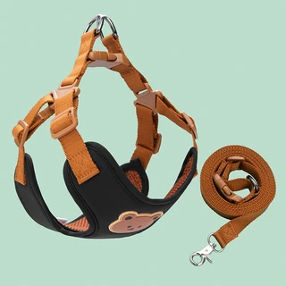 สายรัดอกสุนัขขนาดเล็กกลาง Dog Harness ลายหมีน่ารัก ปรับได้ สายจูงแมวได้