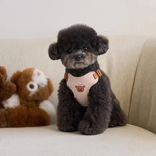 สายรัดอกสุนัขขนาดเล็กกลาง Dog Harness ลายหมีน่ารัก ปรับได้ สายจูงแมวได้