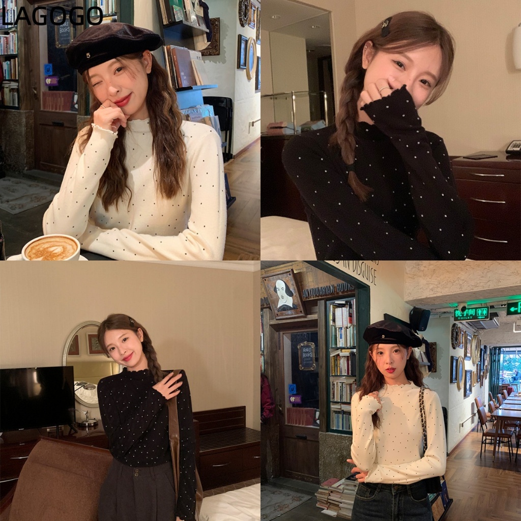 เกาหลีรุ่นใหม่สีดำโบโรไม้ด้านข้างแขนยาวเสื้อสตรี