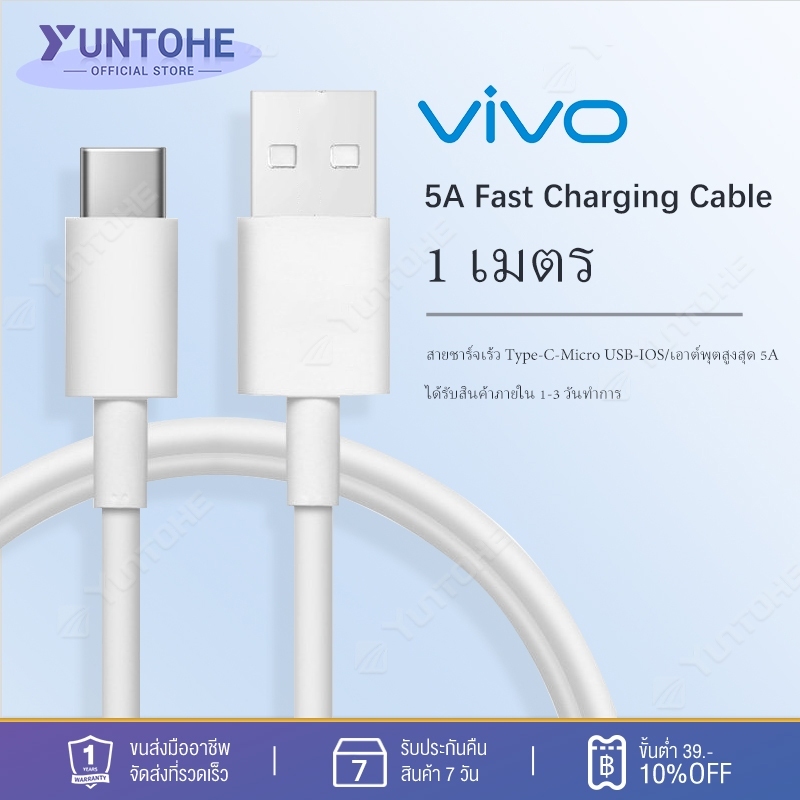 สาย Type C ชาร์จเร็ว 5A ชาร์จเร็วมาก อลูมิเนียมอัลลอยด์ทนทาน ไม่แตก ใช้ได้กับทุกยี่ห้อและรุ่น รับประกัน 1 ปี